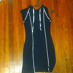 Casual half zip hooded mini dreas
